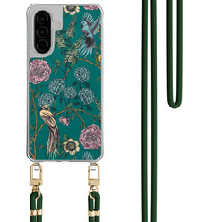 Mooie Telefoonhoesjes Samsung Galaxy A56 hoesje met groen koord - Bloomy birds