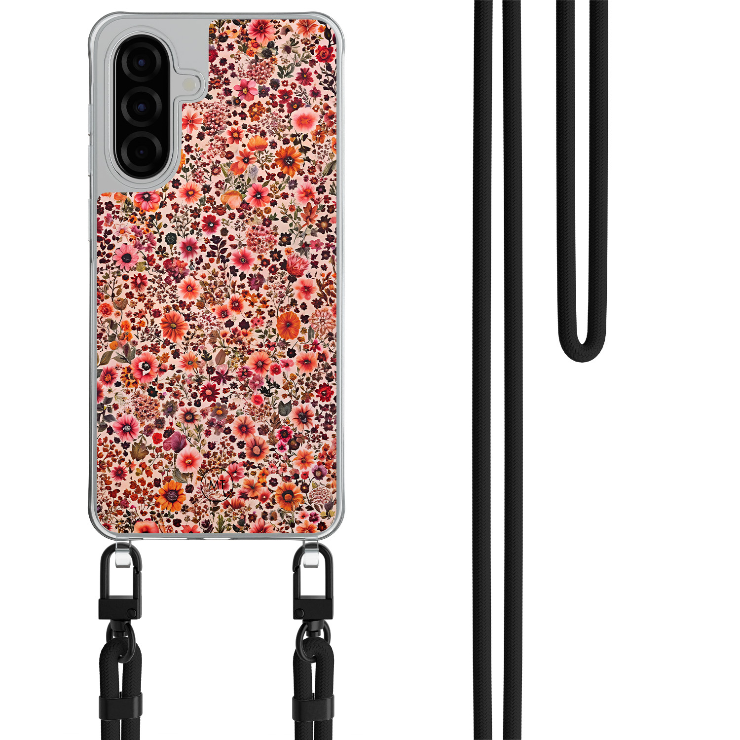 Mooie Telefoonhoesjes Samsung Galaxy A56 hoesje met zwart koord - Vintage floral