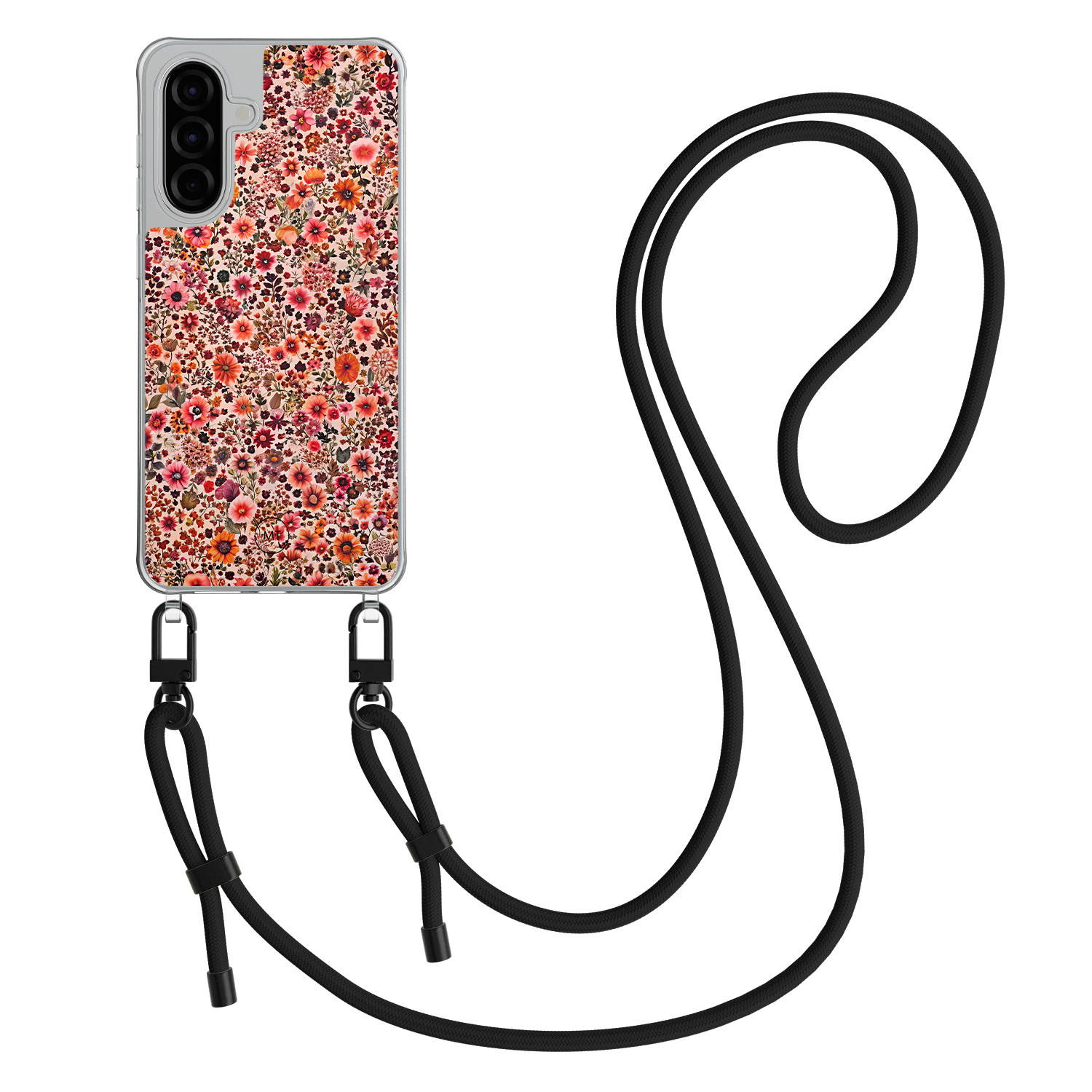 Mooie Telefoonhoesjes Samsung Galaxy A56 hoesje met zwart koord - Vintage floral