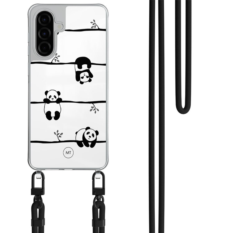 Mooie Telefoonhoesjes Samsung Galaxy A56 hoesje met zwart koord - Panda