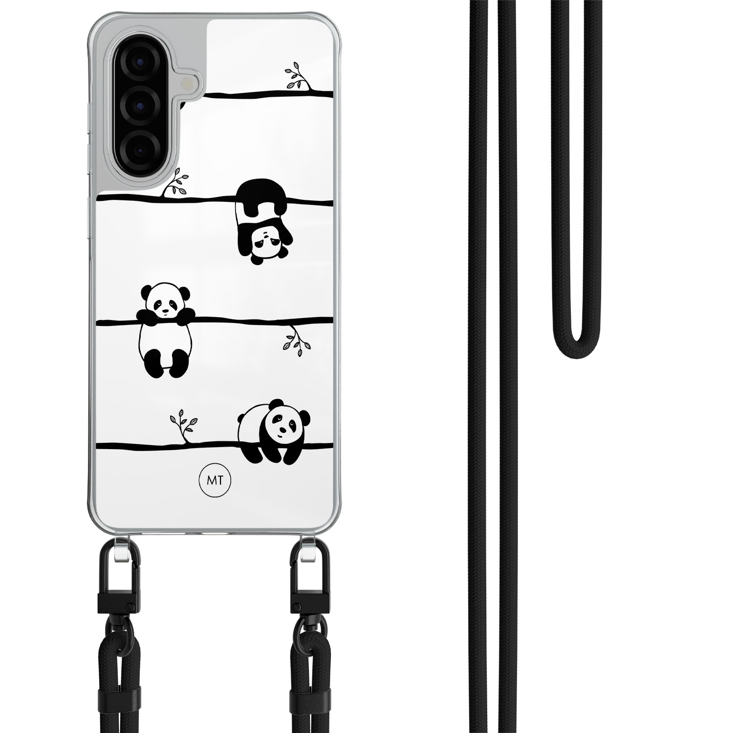 Mooie Telefoonhoesjes Samsung Galaxy A56 hoesje met zwart koord - Panda