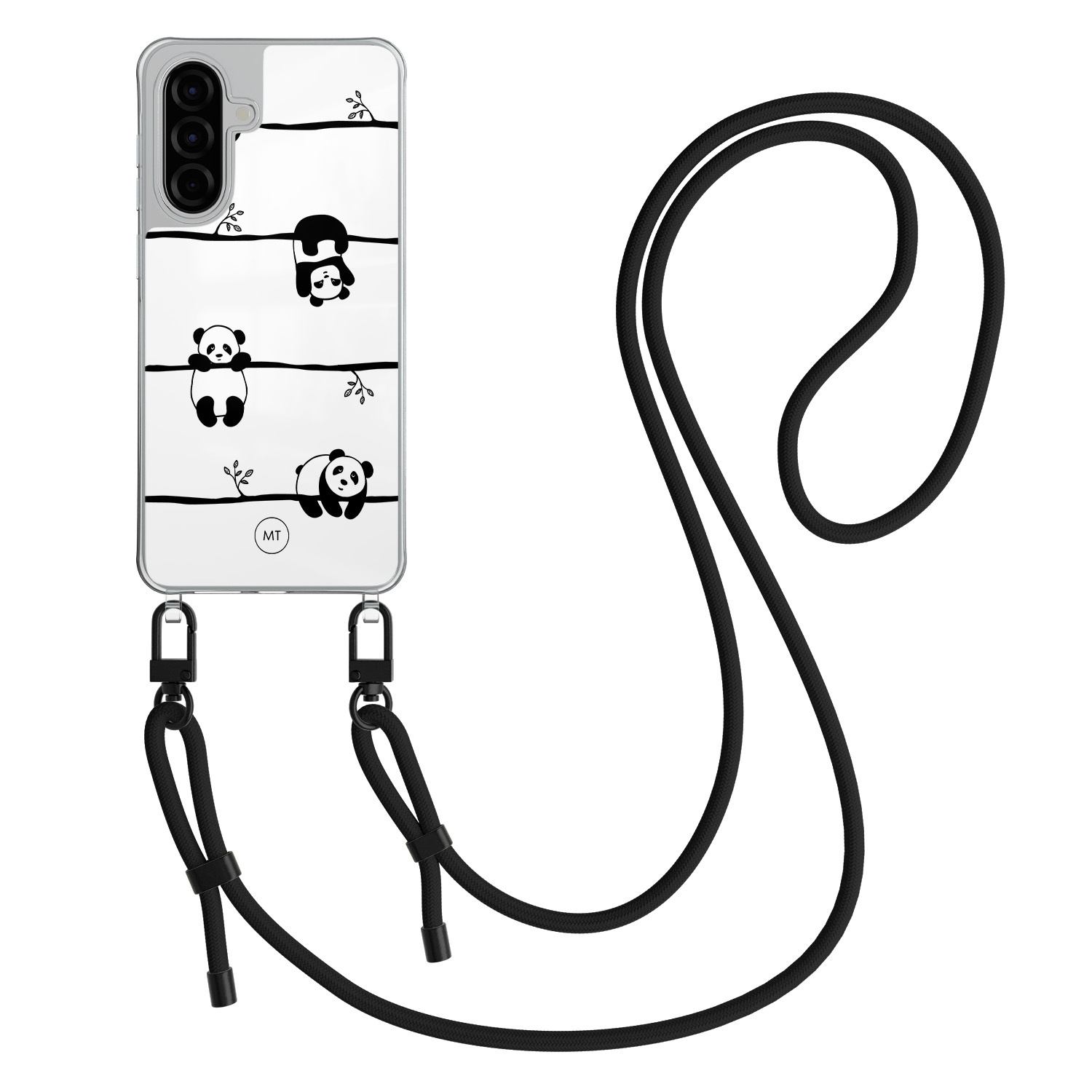 Mooie Telefoonhoesjes Samsung Galaxy A56 hoesje met zwart koord - Panda