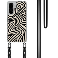 Mooie Telefoonhoesjes Samsung Galaxy A56 hoesje met zwart koord - Groovy lines
