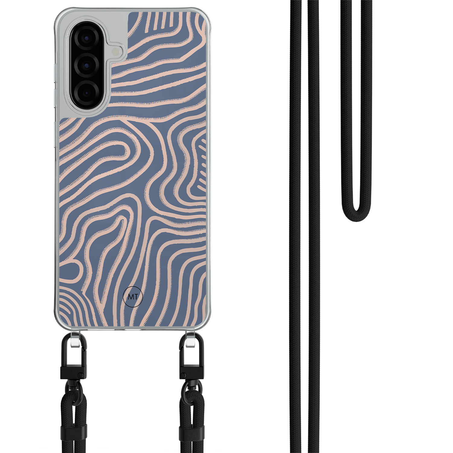 Mooie Telefoonhoesjes Samsung Galaxy A56 hoesje met zwart koord - Flowing lines