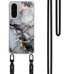 Mooie Telefoonhoesjes Samsung Galaxy A56 hoesje met zwart koord - Marble mist
