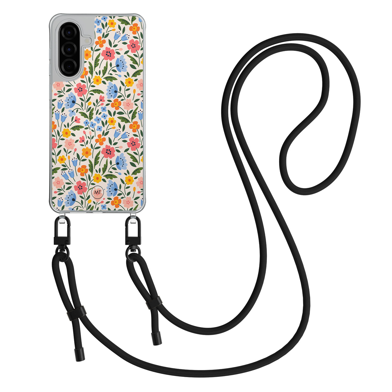 Mooie Telefoonhoesjes Samsung Galaxy A56 hoesje met zwart koord - Romantische bloemen