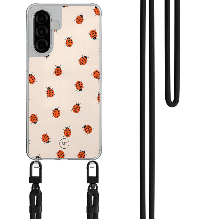 Mooie Telefoonhoesjes Samsung Galaxy A56 hoesje met zwart koord - Lieveheerstbeestjes