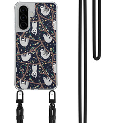 Mooie Telefoonhoesjes Samsung Galaxy A56 hoesje met zwart koord - Luiaard print