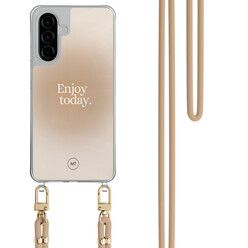 Mooie Telefoonhoesjes Samsung Galaxy A56 hoesje met beige koord - Enjoy today