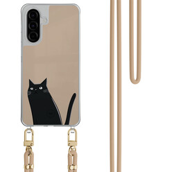 Mooie Telefoonhoesjes Samsung Galaxy A56 hoesje met beige koord - Purrflectly