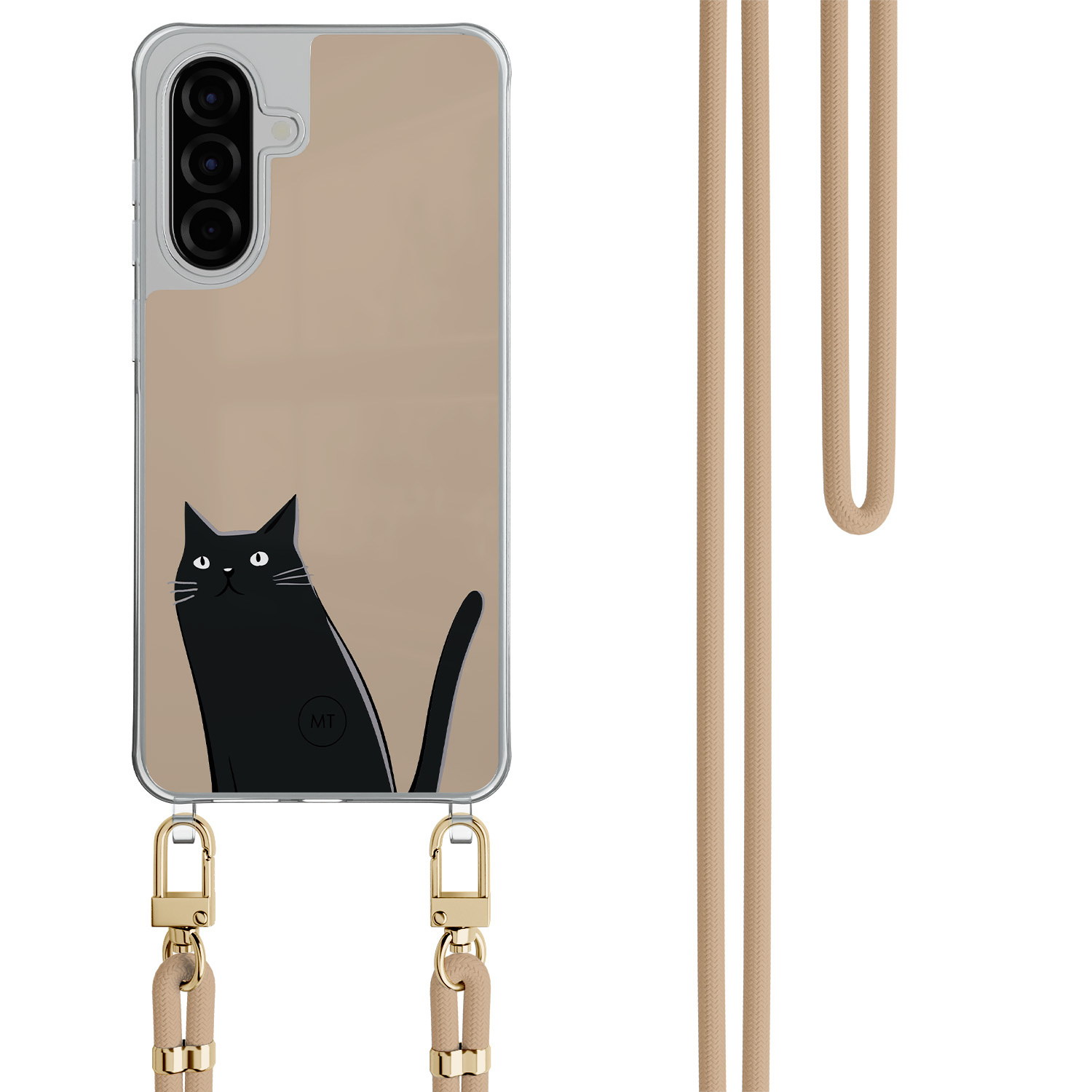 Mooie Telefoonhoesjes Samsung Galaxy A56 hoesje met beige koord - Purrflectly