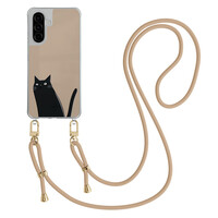 Mooie Telefoonhoesjes Samsung Galaxy A56 hoesje met beige koord - Purrflectly