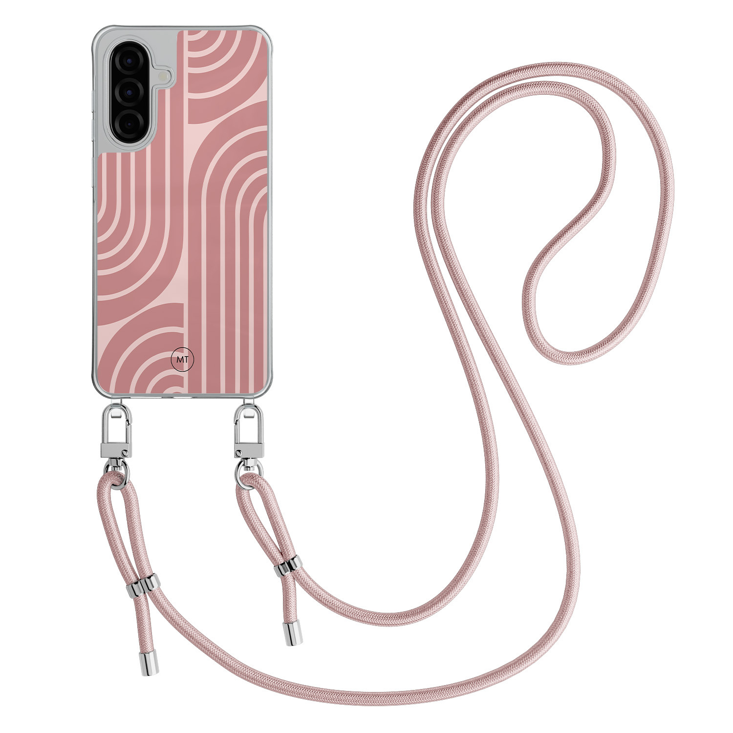 Mooie Telefoonhoesjes Samsung Galaxy A36 hoesje met rosegoud koord - Blush shapes