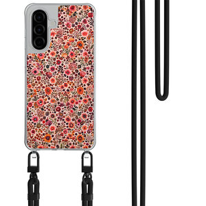 Mooie Telefoonhoesjes Samsung Galaxy A36 hoesje met zwart koord - Vintage floral