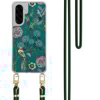 Mooie Telefoonhoesjes Samsung Galaxy A36 hoesje met groen koord - Bloomy birds