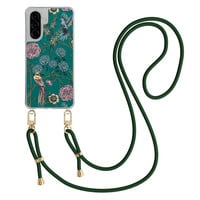 Mooie Telefoonhoesjes Samsung Galaxy A36 hoesje met groen koord - Bloomy birds