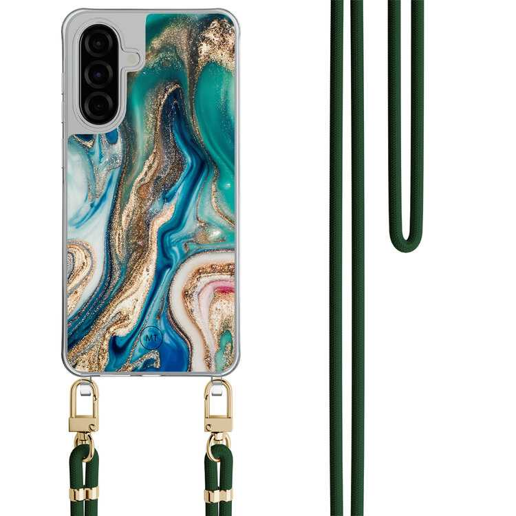 Mooie Telefoonhoesjes Samsung Galaxy A36 hoesje met groen koord - Magic marble