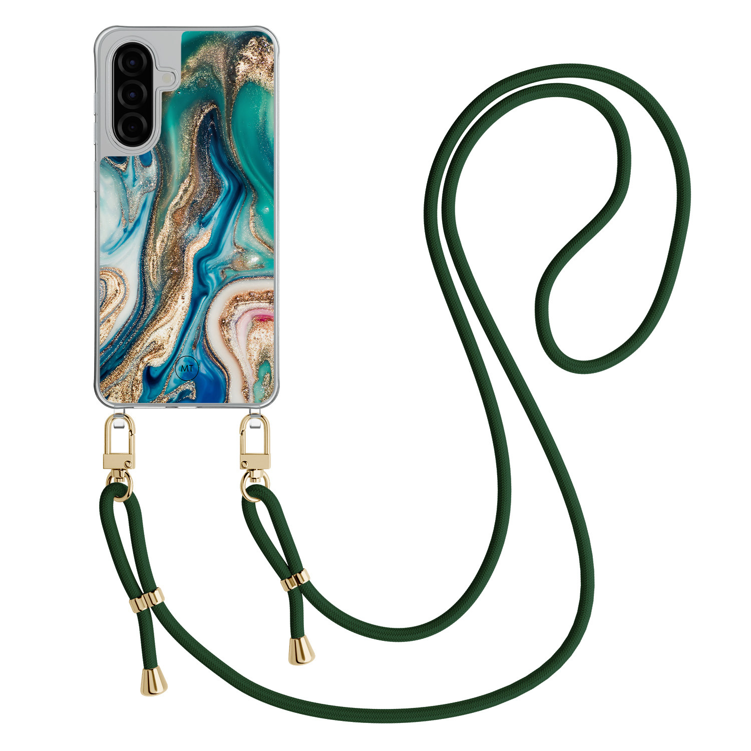 Mooie Telefoonhoesjes Samsung Galaxy A36 hoesje met groen koord - Magic marble