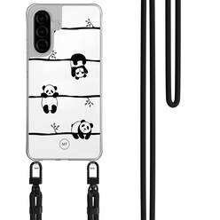 Mooie Telefoonhoesjes Samsung Galaxy A36 hoesje met zwart koord - Panda