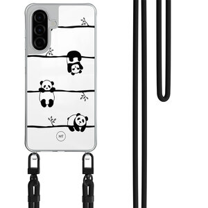 Mooie Telefoonhoesjes Samsung Galaxy A36 hoesje met zwart koord - Panda