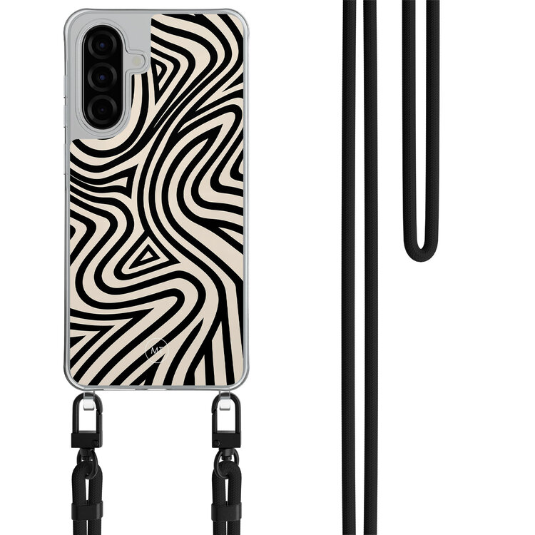 Mooie Telefoonhoesjes Samsung Galaxy A36 hoesje met zwart koord - Groovy lines