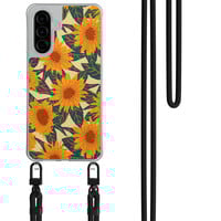 Mooie Telefoonhoesjes Samsung Galaxy A36 hoesje met zwart koord - Zonnebloemen