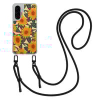 Mooie Telefoonhoesjes Samsung Galaxy A36 hoesje met zwart koord - Zonnebloemen