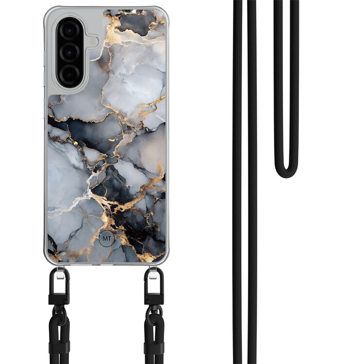 Mooie Telefoonhoesjes Samsung Galaxy A36 hoesje met zwart koord - Marble mist