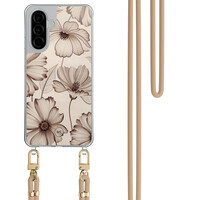 Mooie Telefoonhoesjes Samsung Galaxy A36 hoesje met beige koord - Sand flowers