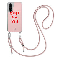 Mooie Telefoonhoesjes Samsung Galaxy A36 hoesje met rosegoud koord - C'est la vie