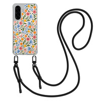 Mooie Telefoonhoesjes Samsung Galaxy A36 hoesje met zwart koord - Romantische bloemen