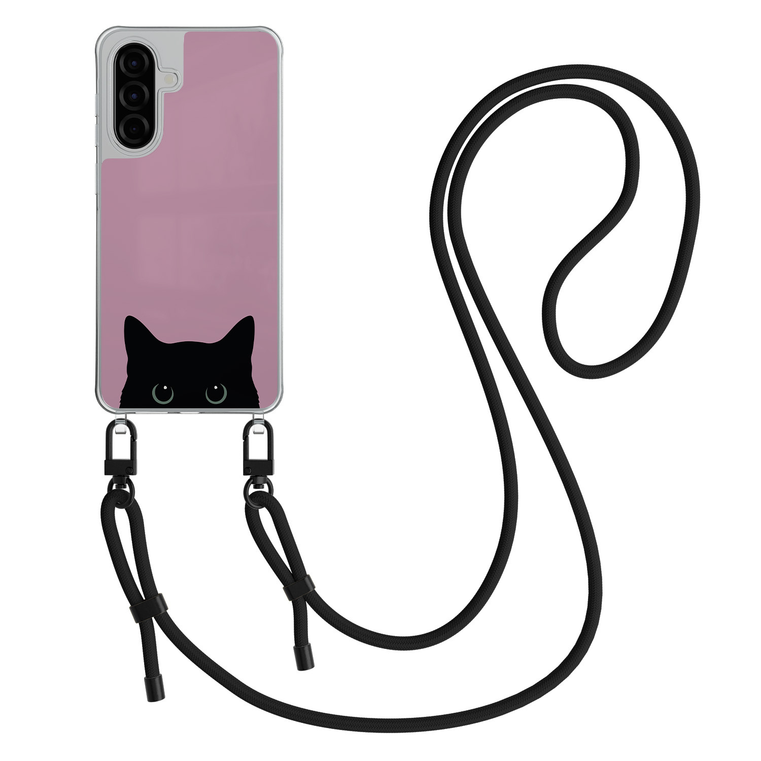 Mooie Telefoonhoesjes Samsung Galaxy A36 hoesje met zwart koord - Zwarte kat
