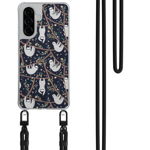 Mooie Telefoonhoesjes Samsung Galaxy A36 hoesje met zwart koord - Luiaard print