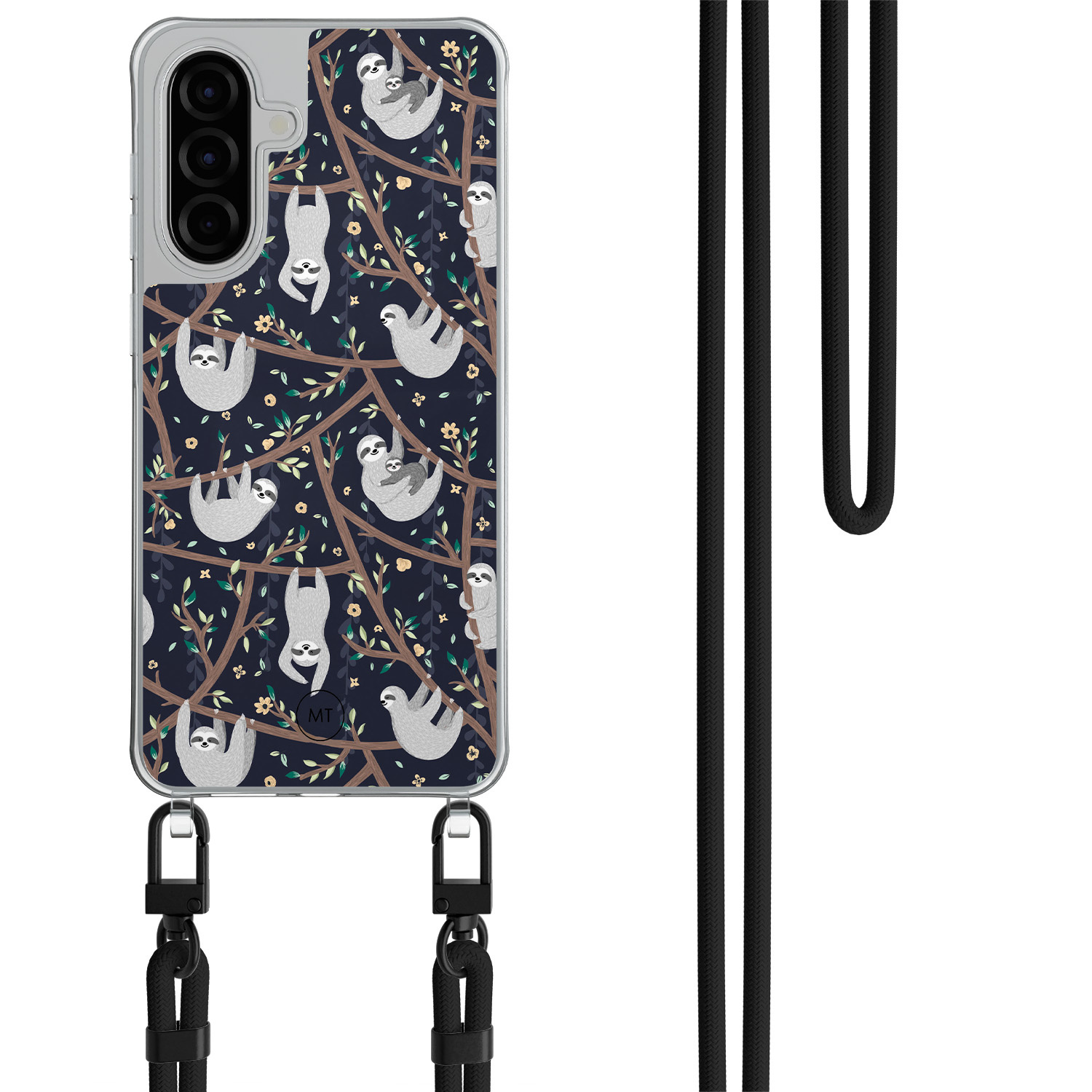 Mooie Telefoonhoesjes Samsung Galaxy A36 hoesje met zwart koord - Luiaard print