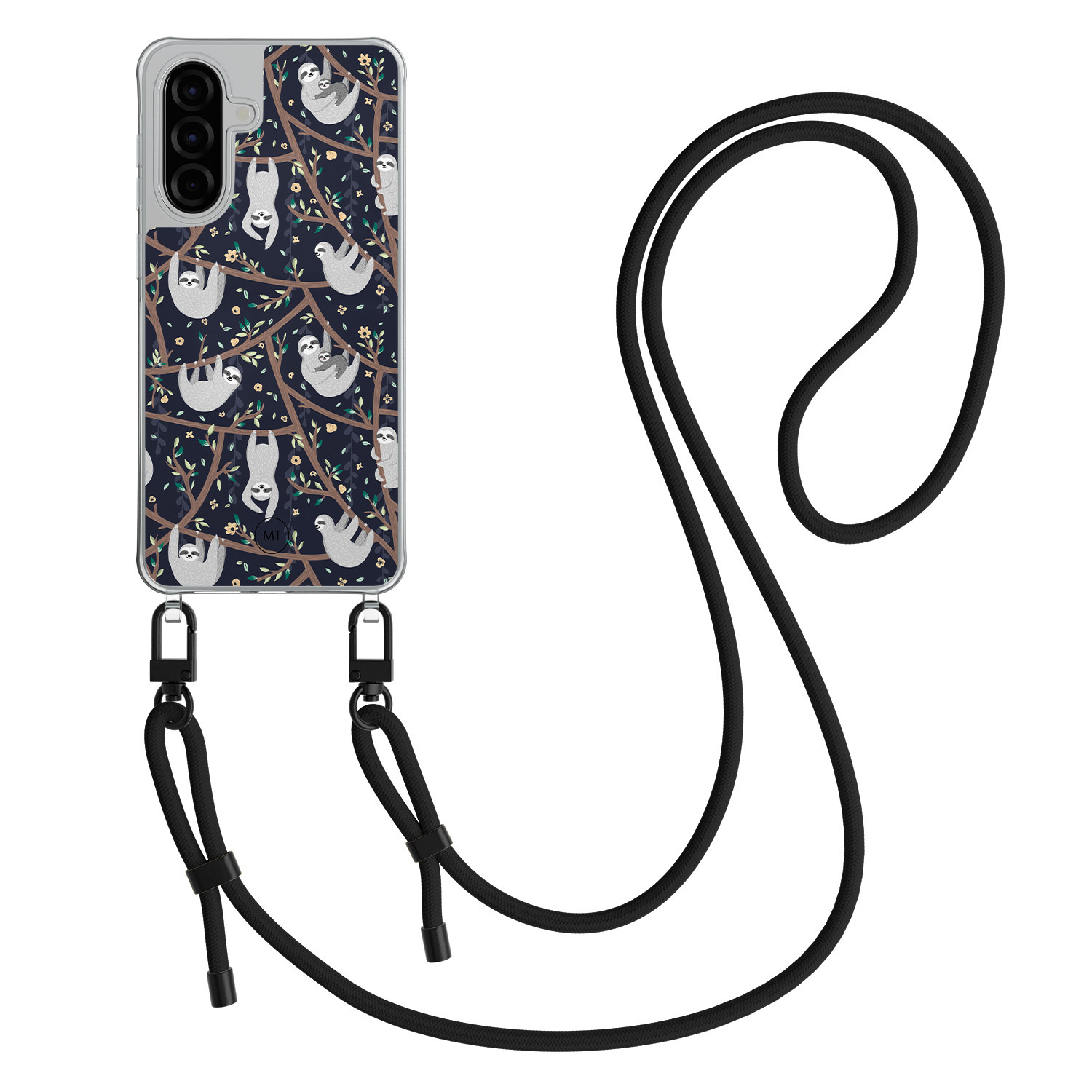 Mooie Telefoonhoesjes Samsung Galaxy A36 hoesje met zwart koord - Luiaard print