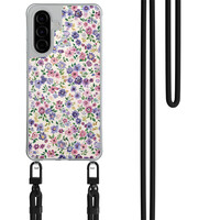 Mooie Telefoonhoesjes Samsung Galaxy A36 hoesje met zwart koord - Purple garden