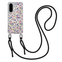 Mooie Telefoonhoesjes Samsung Galaxy A36 hoesje met zwart koord - Purple garden
