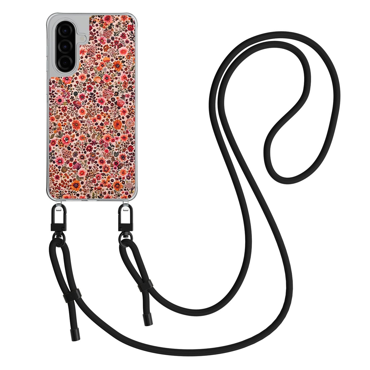 Mooie Telefoonhoesjes Samsung Galaxy A26 hoesje met zwart koord - Vintage floral