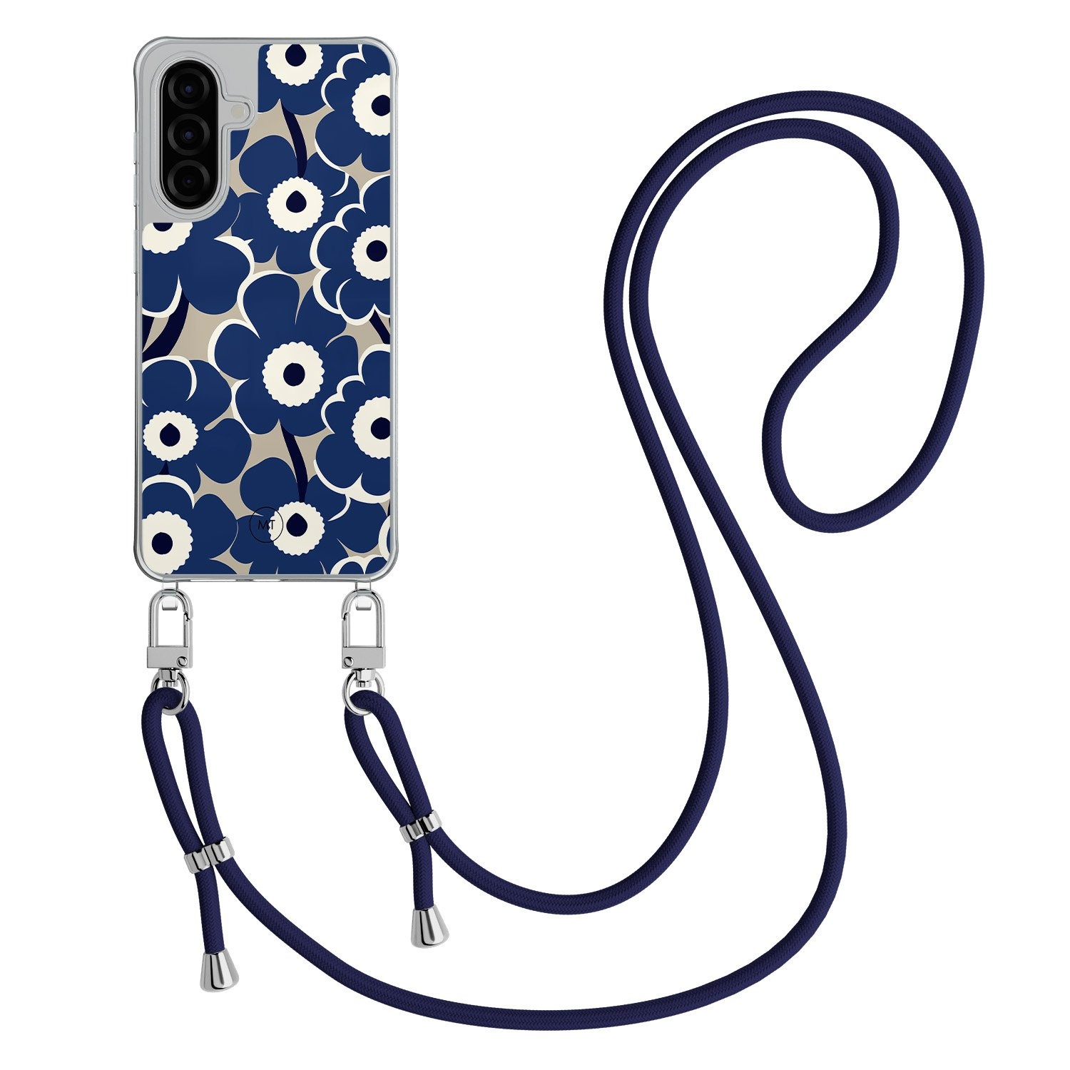 Mooie Telefoonhoesjes Samsung Galaxy A26 hoesje met donkerblauw koord - Abstract bloom