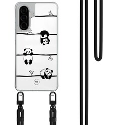 Mooie Telefoonhoesjes Samsung Galaxy A26 hoesje met zwart koord - Panda