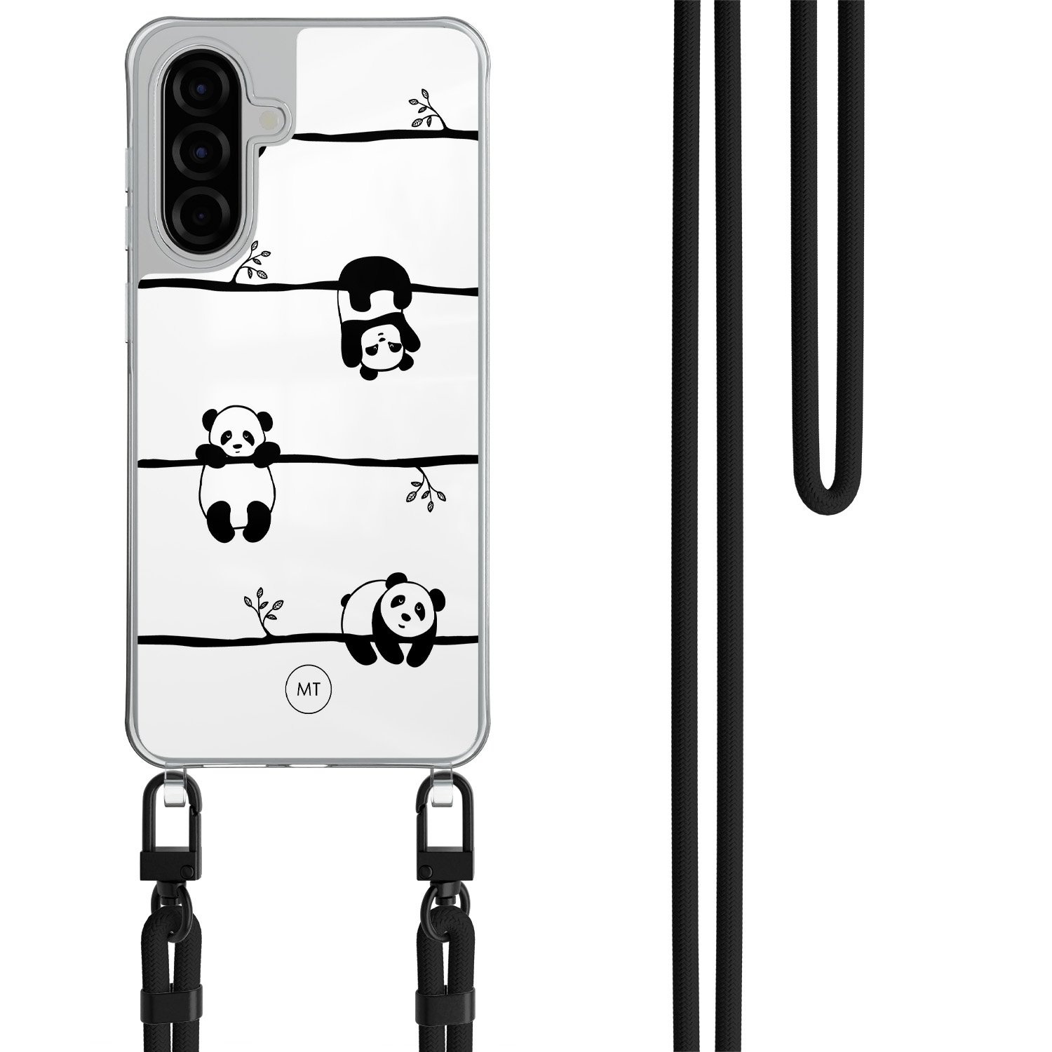 Mooie Telefoonhoesjes Samsung Galaxy A26 hoesje met zwart koord - Panda