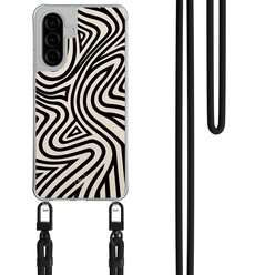 Mooie Telefoonhoesjes Samsung Galaxy A26 hoesje met zwart koord - Groovy lines