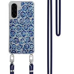 Mooie Telefoonhoesjes Samsung Galaxy A26 hoesje met donkerblauw koord - Azure daisies