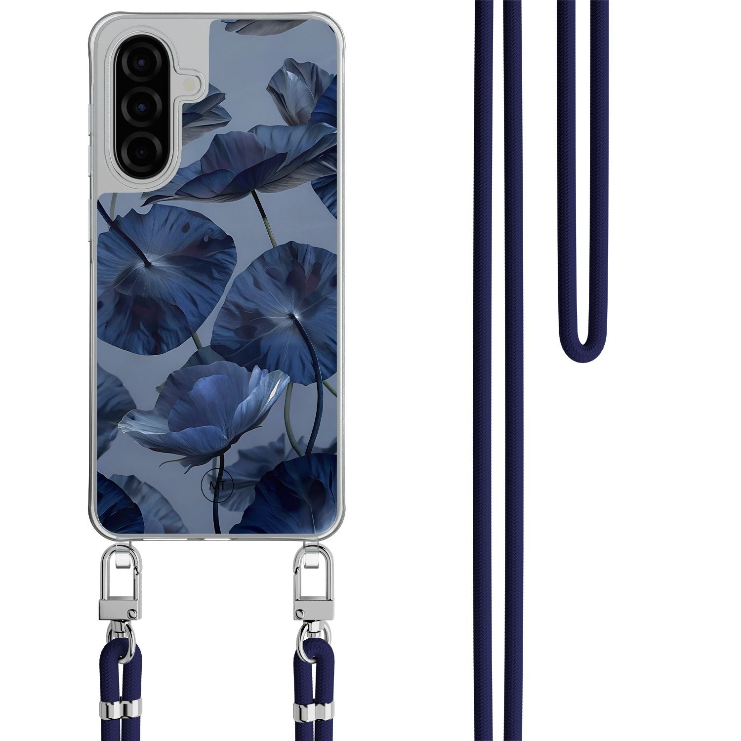 Mooie Telefoonhoesjes Samsung Galaxy A26 hoesje met donkerblauw koord - Dusky blooms
