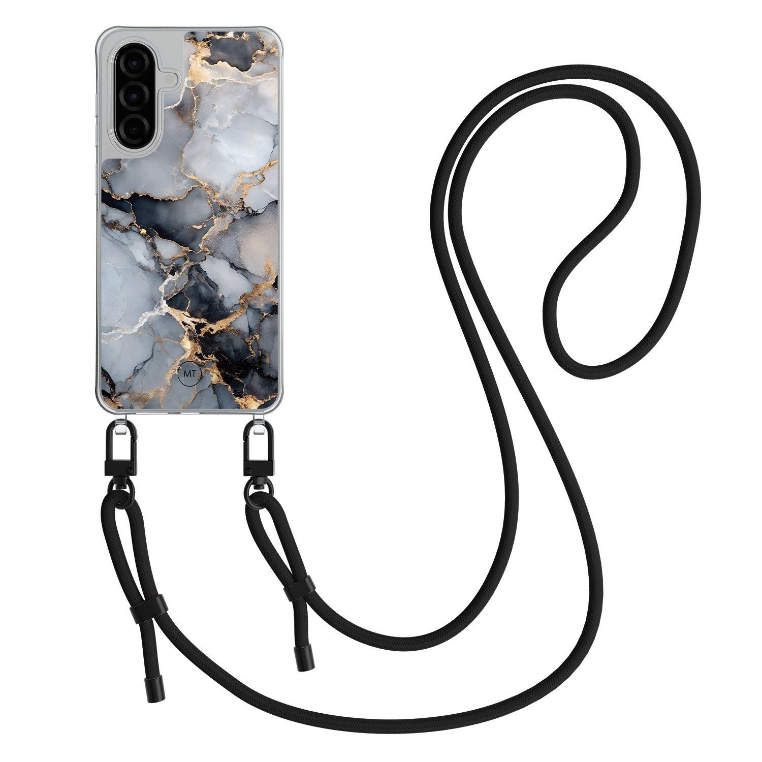 Mooie Telefoonhoesjes Samsung Galaxy A26 hoesje met zwart koord - Marble mist
