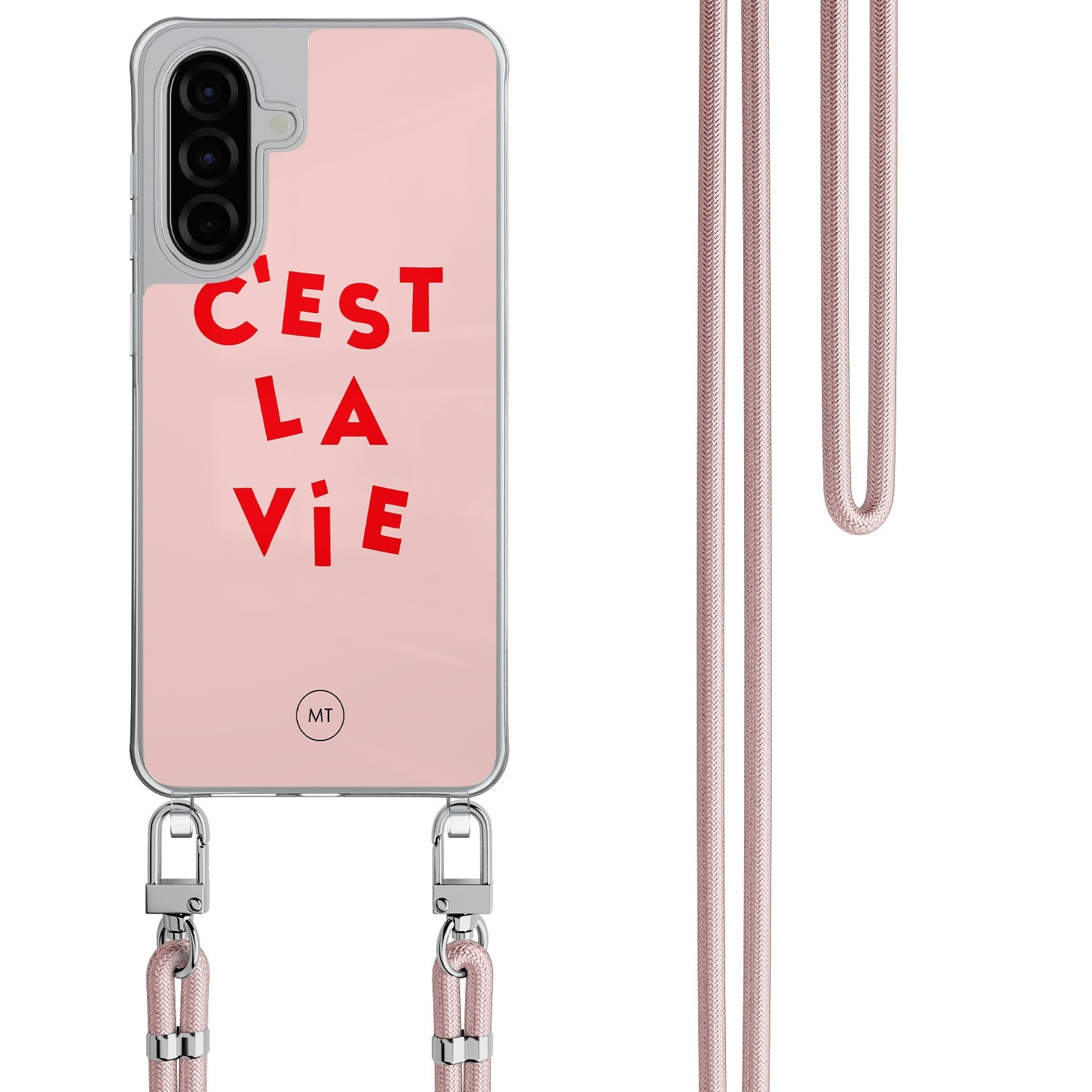 Mooie Telefoonhoesjes Samsung Galaxy A26 hoesje met rosegoud koord - C'est la vie
