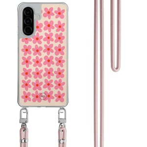 Mooie Telefoonhoesjes Samsung Galaxy A26 hoesje met rosegoud koord - Retro blooms