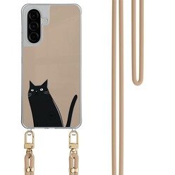 Mooie Telefoonhoesjes Samsung Galaxy A26 hoesje met beige koord - Purrflectly