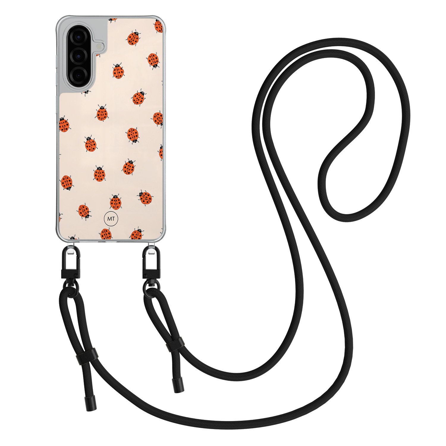Mooie Telefoonhoesjes Samsung Galaxy A26 hoesje met zwart koord - Lieveheerstbeestjes