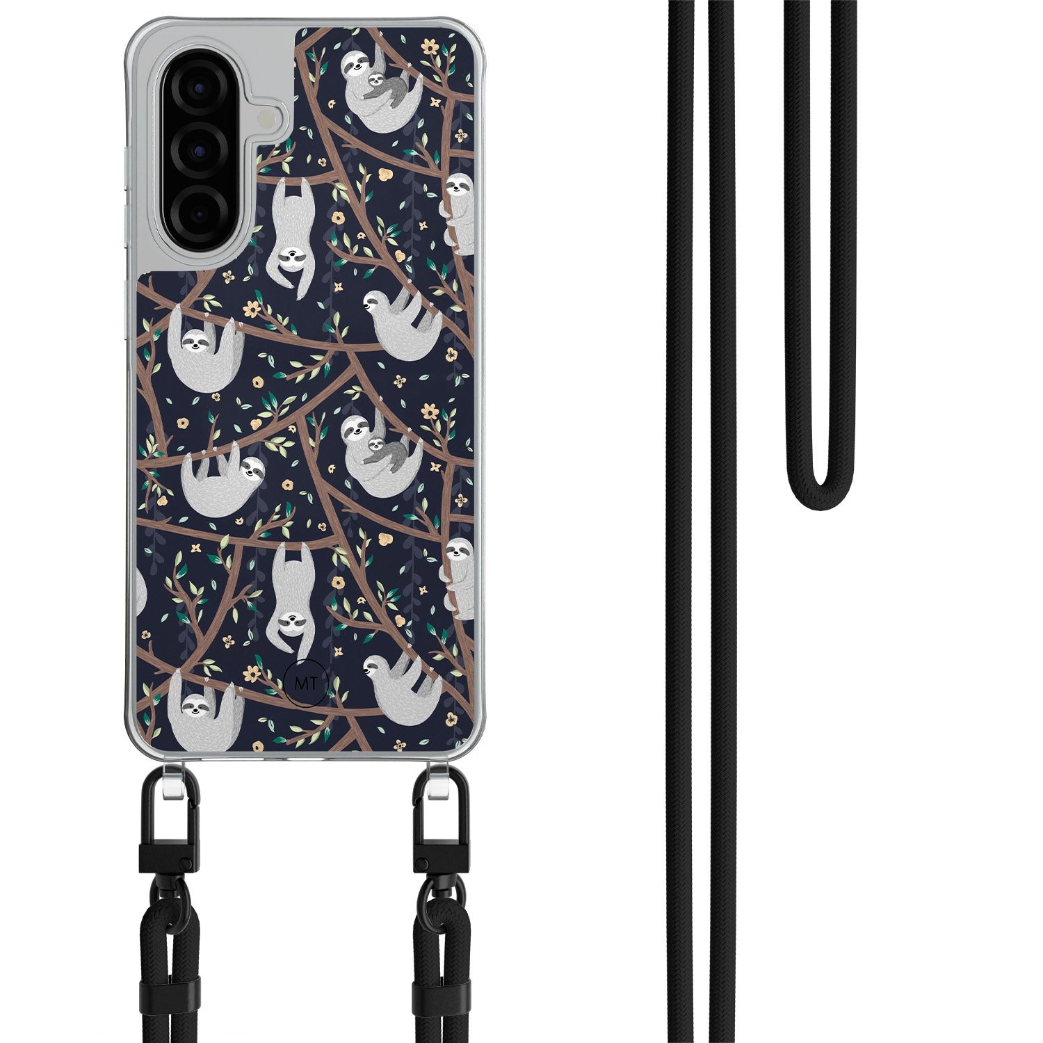 Mooie Telefoonhoesjes Samsung Galaxy A26 hoesje met zwart koord - Luiaard print